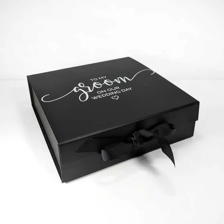صندوق هدايا لحفلات الزفاف قابل للطي . Luxury Magnetic Foldable Wedding Favor Box for