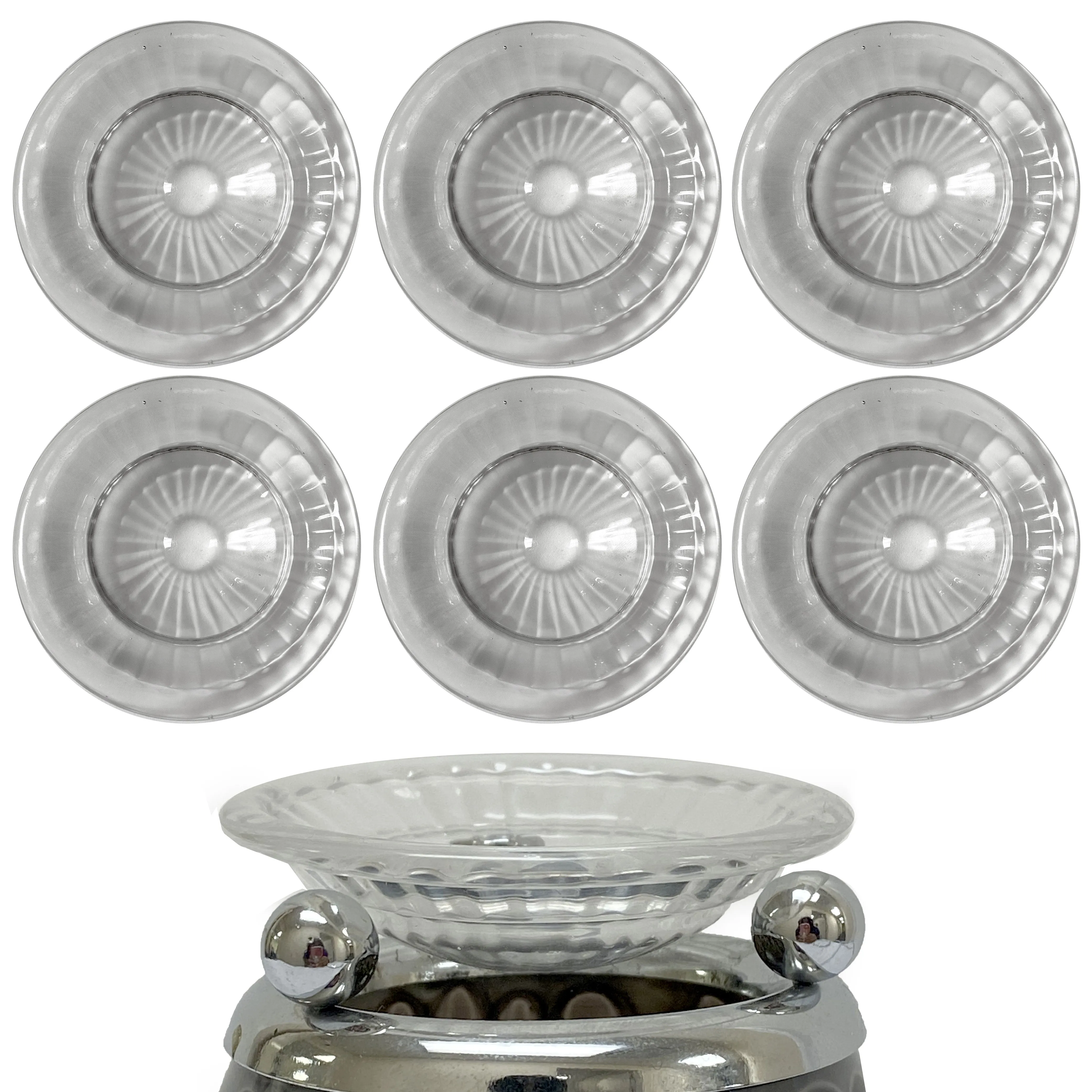 6 X Replacement Round Dish Bowl Lid Oil Warmers Tart Burners 3 Inch Clear Glass