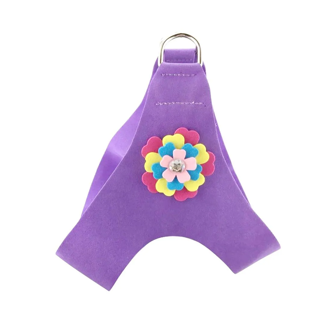 Breathable 3D Flower Pattern Dog Chest Strap Size M Purple