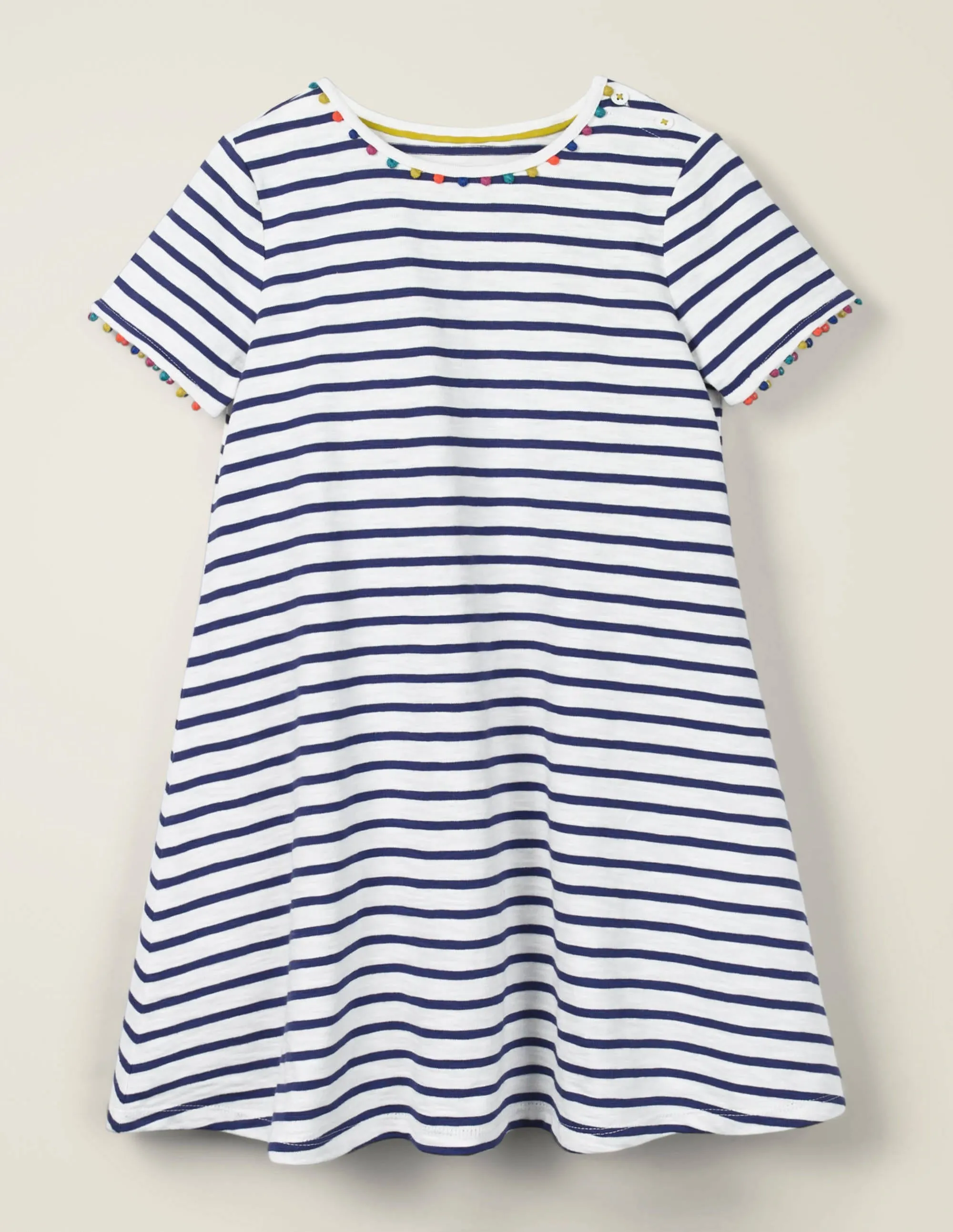 Charlie Pom Jersey Dress-Indigo Navy/Ivory
