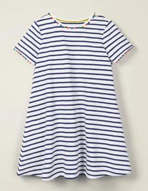 Charlie Pom Jersey Dress-Indigo Navy/Ivory