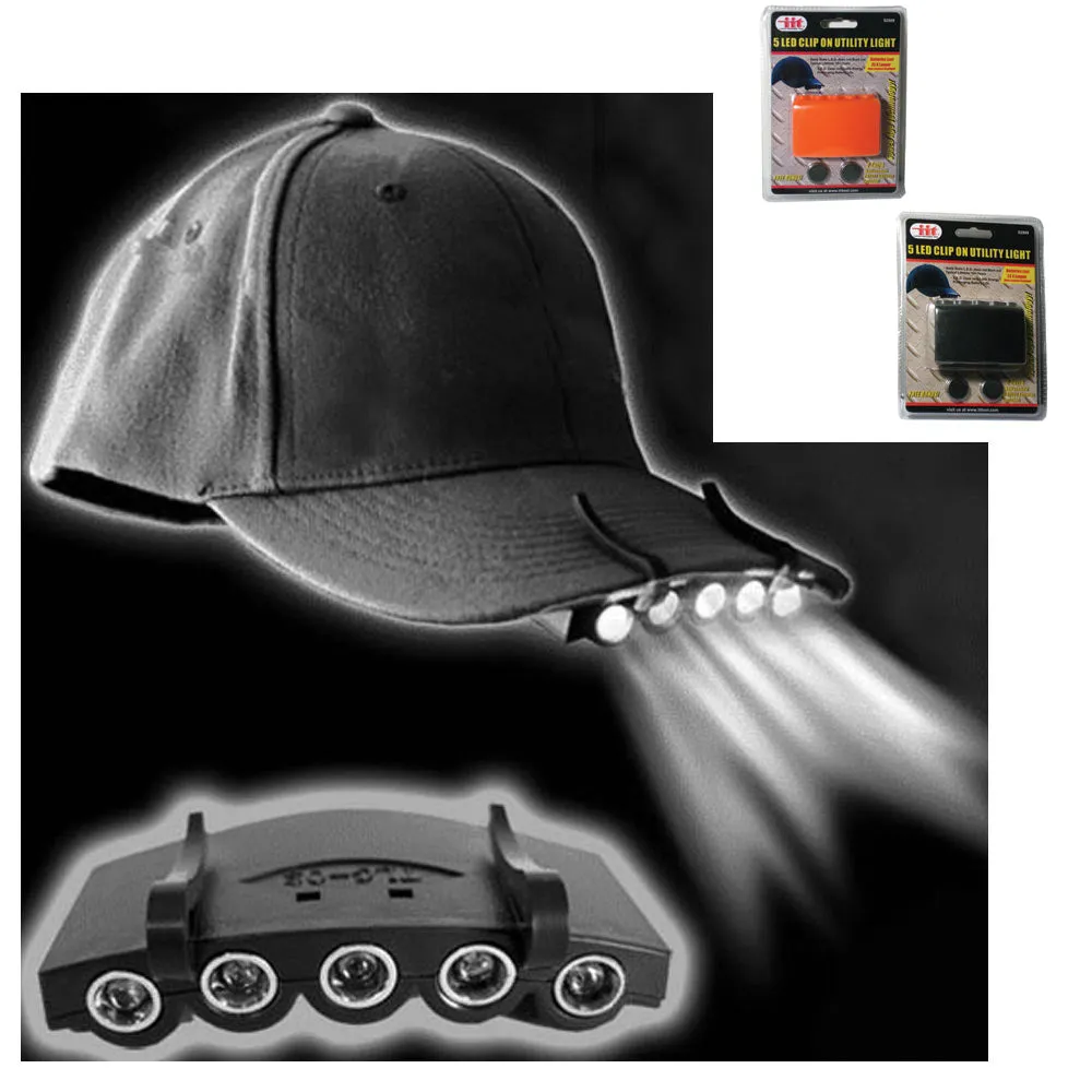 Clip On 5 LED Head Cap Hat Light Head Lamp Torch Fishing Camping Hunting Outdoor