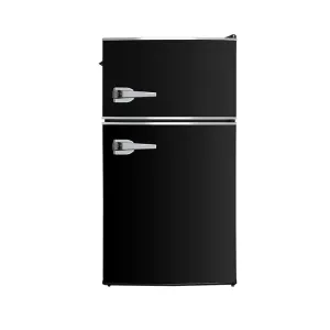 E-Macht Black Double Door Refrigerator, 3.2 Cu. Ft. Small Refrigerator, Adjustable Thermostat Control