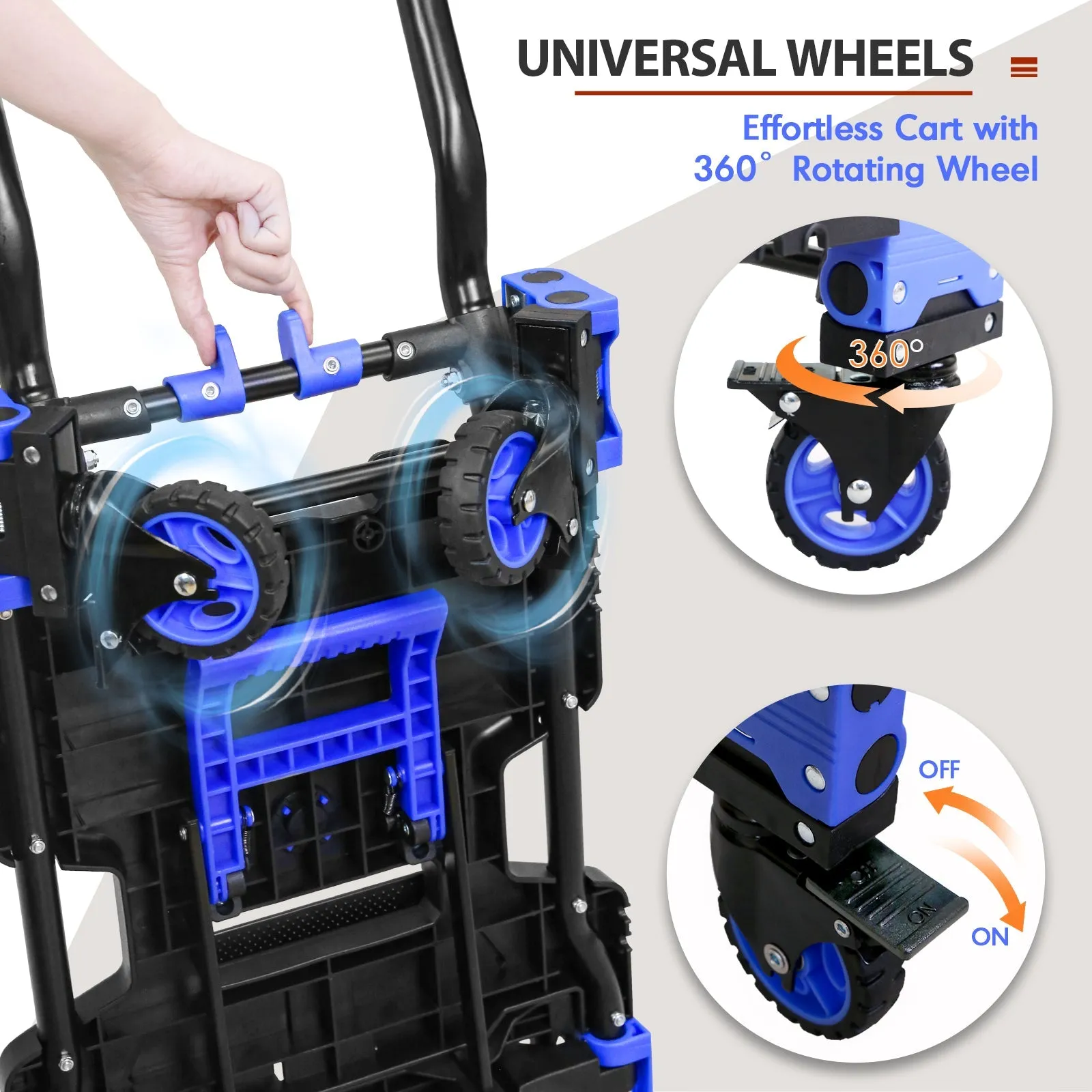 EAGLE PEAK Folding Dolly Cart 330 lb Capacity with Bungee Cords, Multi-Position for Luggage/Travel/Move/Transportation