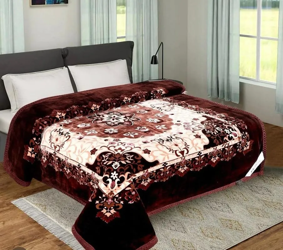 ELSTONE Home Gold Premium 2 Ply Double Bed Blanket Cloudy Super Soft, Luxurious Embossed for Heavy Winter Blanket Breathable, with Bag Packing Pack of 1 Color#12