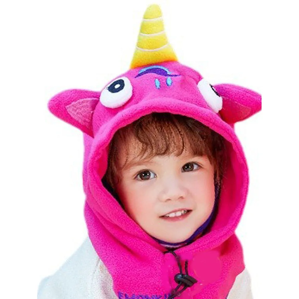 Little Surprise Box Bright Pink Uni Fleece Winter Cap covering Mouth, Neck And Head For Minus Degree Temperature, 5 yrs And Above