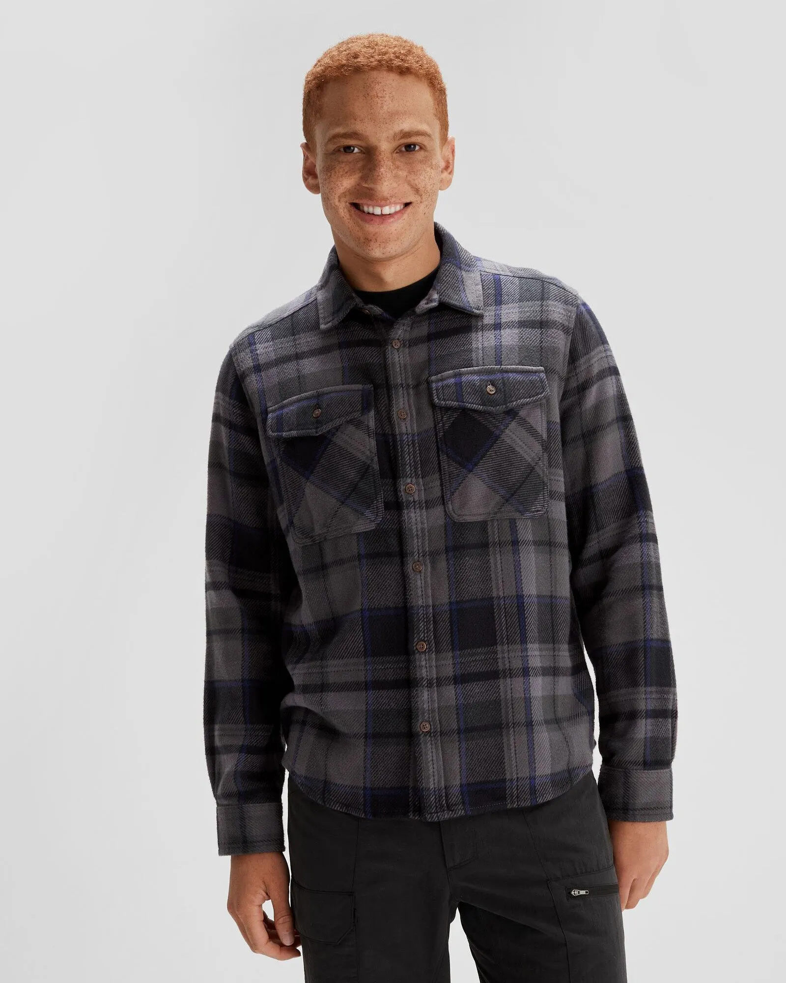 Men's Huntly Long Sleeve Shirt - Hut Plaid Charcoal