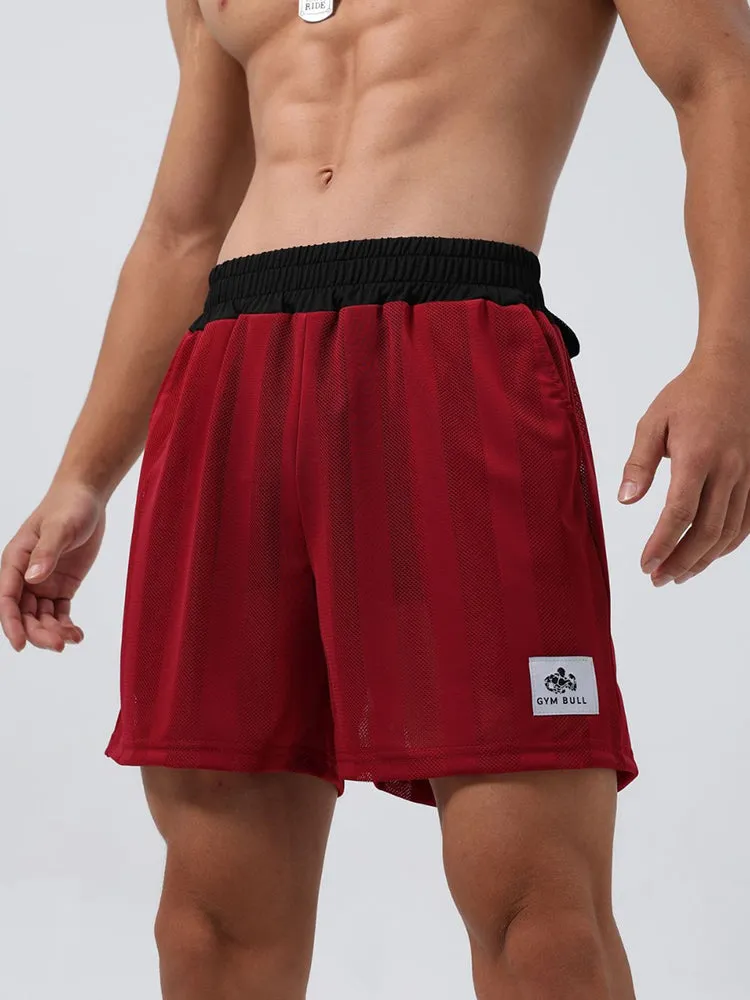 Men's Mesh-Lined Double-Layer Sports Fitness Breathable Sweat-Wicking Quick-Dry Shorts