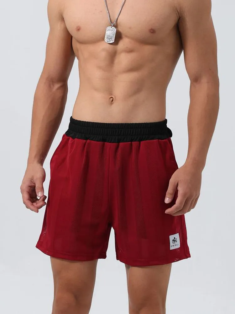 Men's Mesh-Lined Double-Layer Sports Fitness Breathable Sweat-Wicking Quick-Dry Shorts