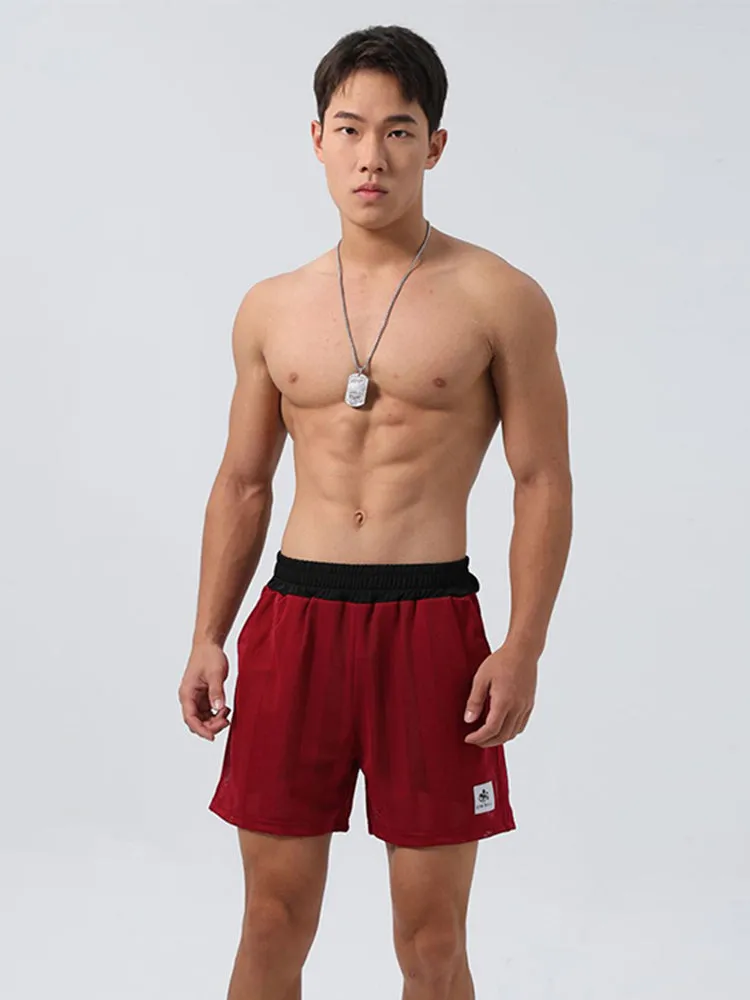 Men's Mesh-Lined Double-Layer Sports Fitness Breathable Sweat-Wicking Quick-Dry Shorts
