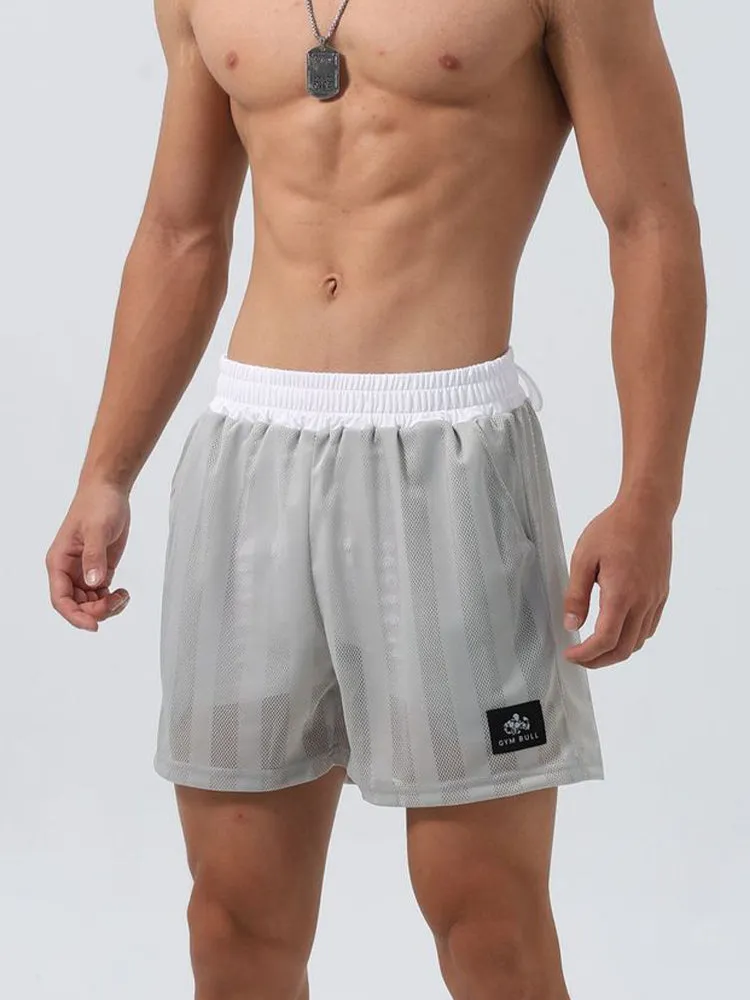 Men's Mesh-Lined Double-Layer Sports Fitness Breathable Sweat-Wicking Quick-Dry Shorts