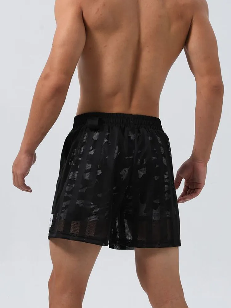 Men's Mesh-Lined Double-Layer Sports Fitness Breathable Sweat-Wicking Quick-Dry Shorts