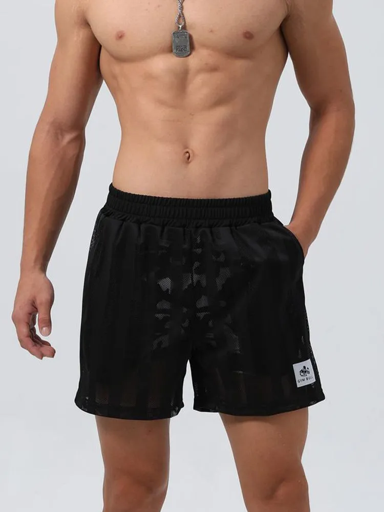 Men's Mesh-Lined Double-Layer Sports Fitness Breathable Sweat-Wicking Quick-Dry Shorts
