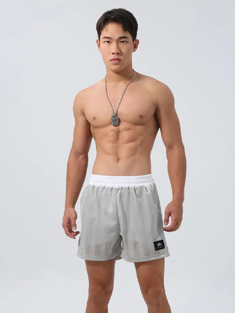 Men's Mesh-Lined Double-Layer Sports Fitness Breathable Sweat-Wicking Quick-Dry Shorts