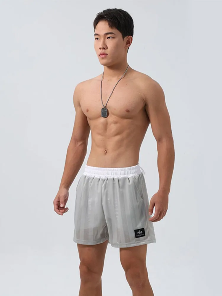 Men's Mesh-Lined Double-Layer Sports Fitness Breathable Sweat-Wicking Quick-Dry Shorts