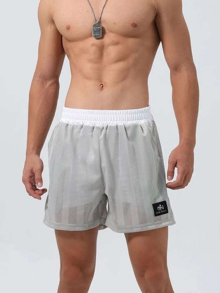 Men's Mesh-Lined Double-Layer Sports Fitness Breathable Sweat-Wicking Quick-Dry Shorts