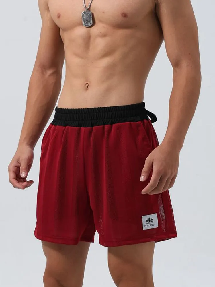 Men's Mesh-Lined Double-Layer Sports Fitness Breathable Sweat-Wicking Quick-Dry Shorts