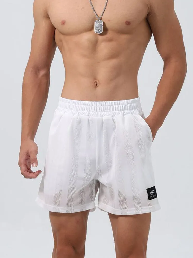 Men's Mesh-Lined Double-Layer Sports Fitness Breathable Sweat-Wicking Quick-Dry Shorts