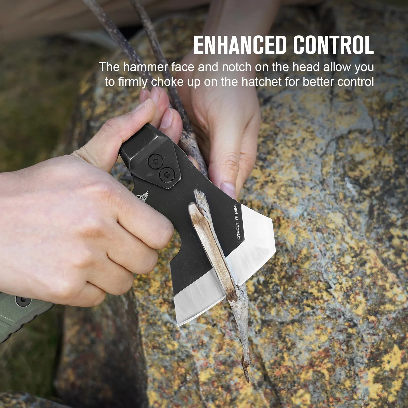 OKNIFE Otacle A1 Mini Survival Hatchet & Camping Axe, Full Tang Tactical Axe, G10 Non-Slip Grip Tomahawk with Durable Kydex Sheath (OD Green)