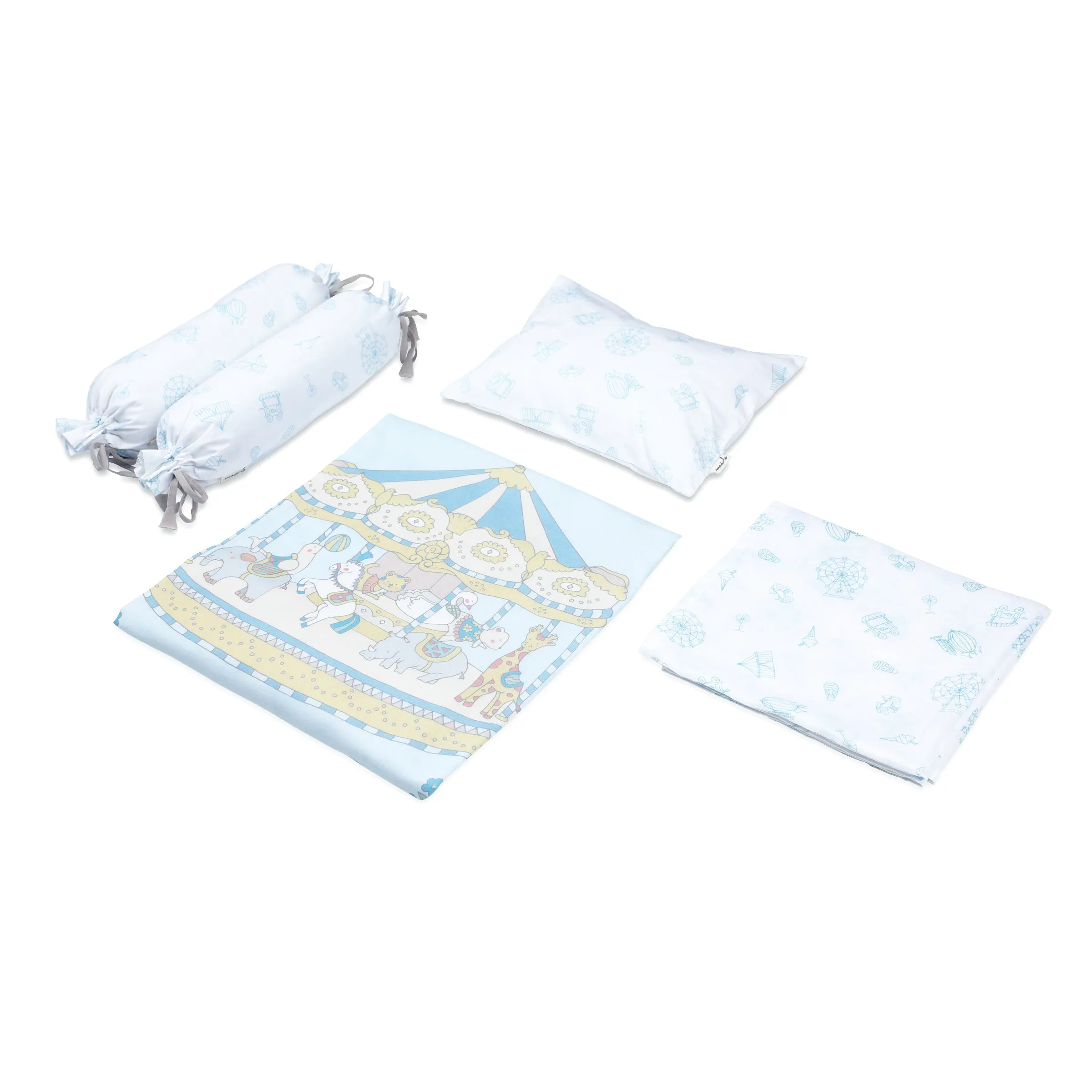 Organic Cotton Cot Bedding Set  Carnival  Blue