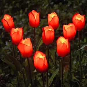 Outdoor Artificial Tulip Lights Square Garden Decorative Light Waterproof Solar Powered Plantsأضواء خارجية من زهور التوليب الصناعية بإضاءة ديكورية مربعة للحديقة مقاومة للماء نباتات تعمل بالطاقة الشمسية