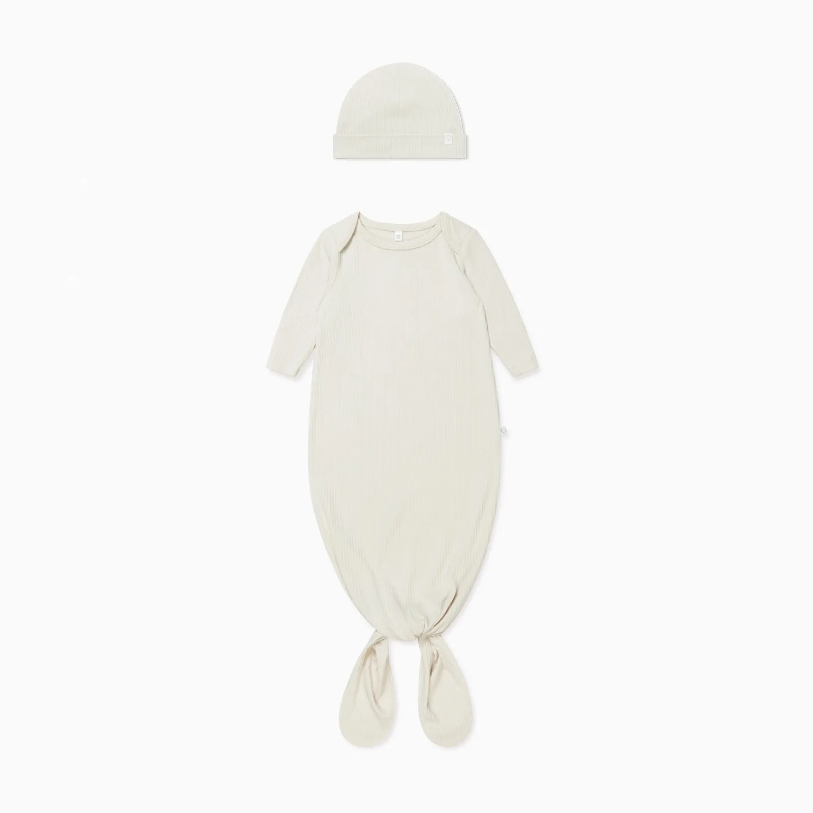 Ribbed Knotted Newborn Baby Gown & Hat