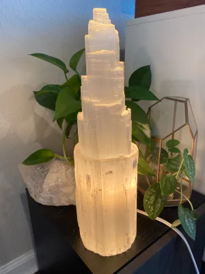 Selenite Tower Lamp no