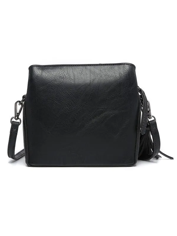 Small crossbody bag W guitar strap triple pockets