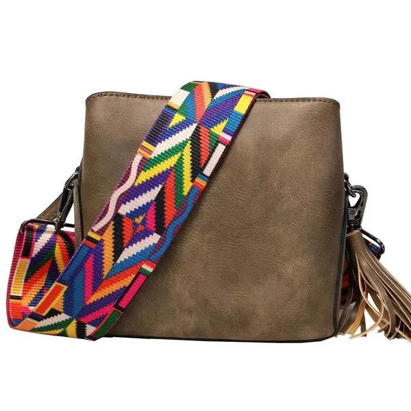 Small crossbody bag W guitar strap triple pockets