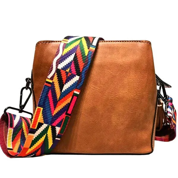 Small crossbody bag W guitar strap triple pockets