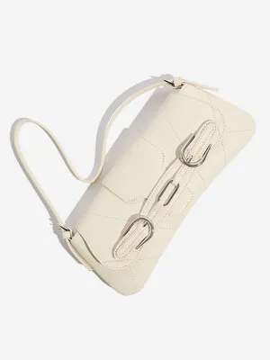 Westside Off-White Buckle Strap-Detailed Baguette Bag